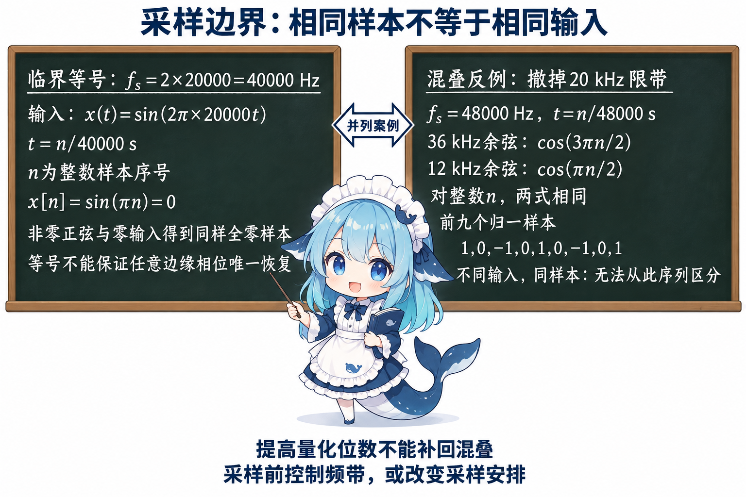 40kHz等号零相位正弦全零与48kHz混叠相同样本的两例对照