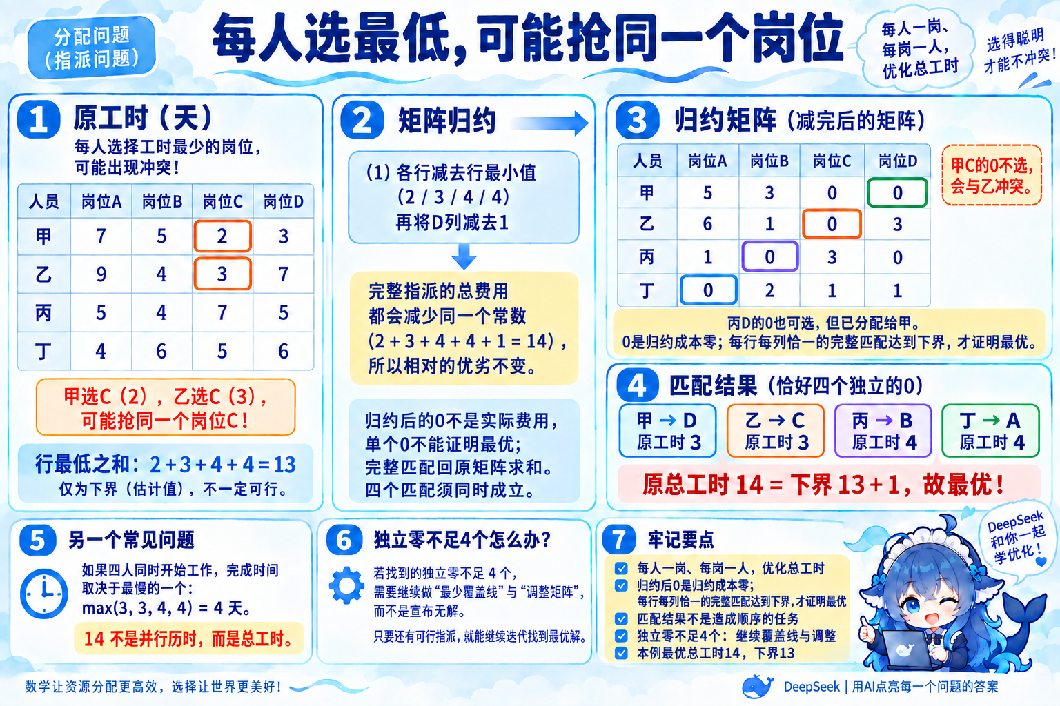 指派矩阵的冲突、归约与独立零证明